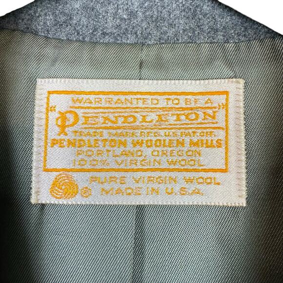 Pendleton Vintage Gray 100% Virgin Wool Single Button Career Blazer Jacket - Picture 12 of 14